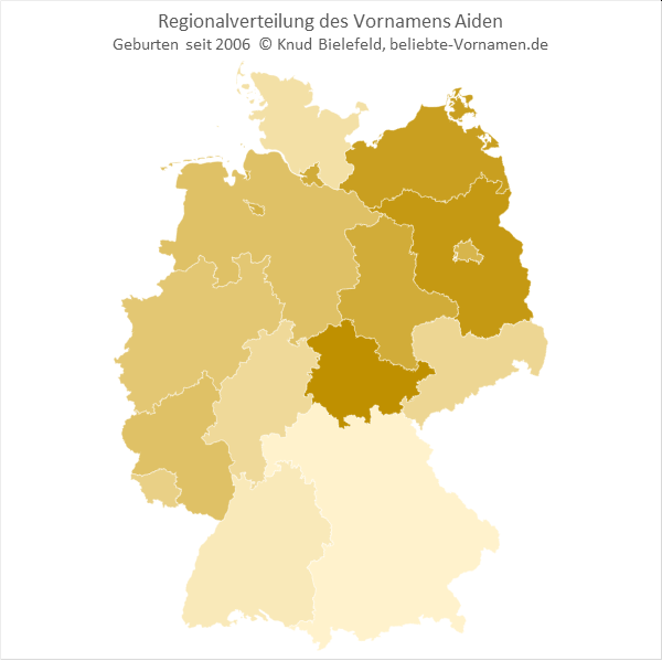 Besonders beliebt ist der Name Aiden in Thüringen.