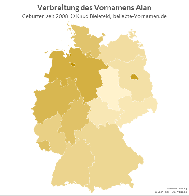 In Bremen und in Berlin ist der Name Alan besonders populär.