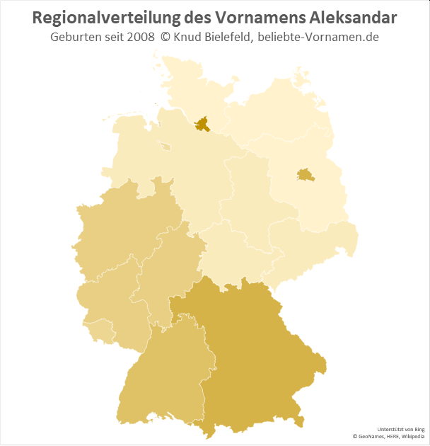 Am beliebtesten ist der Name Aleksandar in Hamburg.