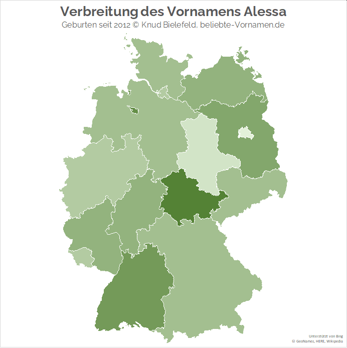 In Thüringen ist der Name Alessa besonders beliebt.