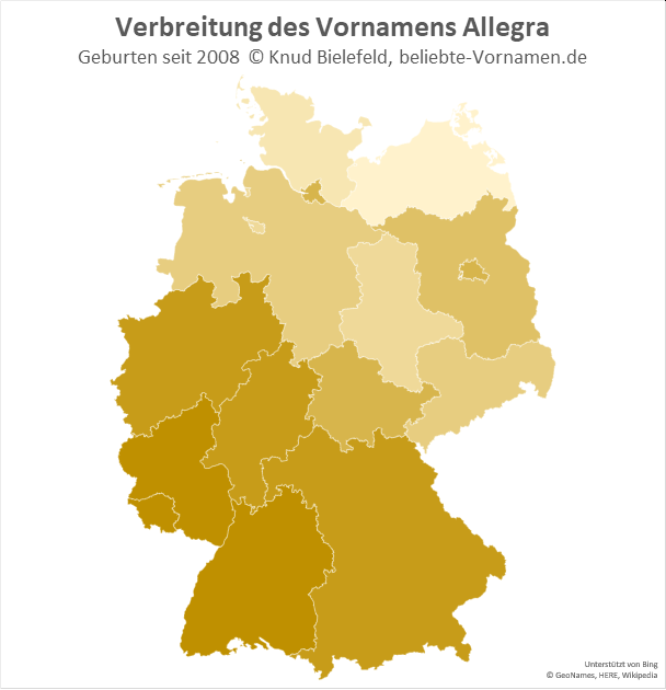 Im Südwesten Deutschlands ist der Name Allegra besonders beliebt.