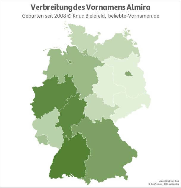 In Baden-Württemberg ist der Name Almira besonders beliebt.