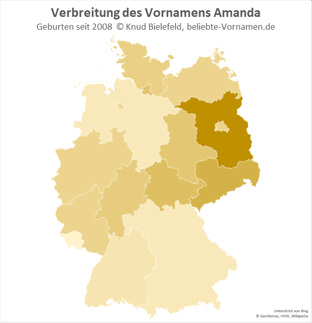 Am beliebtesten ist der Name Amanda in Brandenburg.
