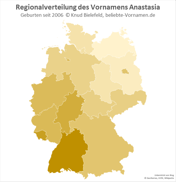 In Baden-Württemberg ist der Name Anastasia besonders beliebt.