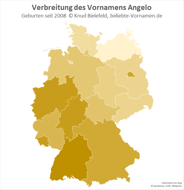 Am beliebtesten ist der Name Angelo in Baden-Württemberg.