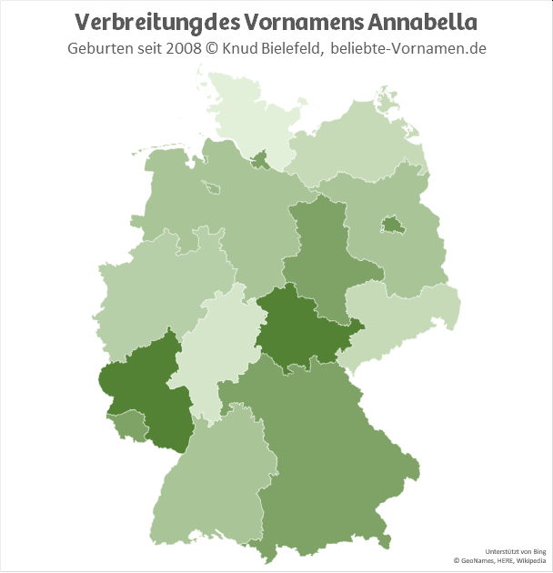Besonders beliebt ist der Name Annabella in Thüringen und in Sachsen-Anhalt.