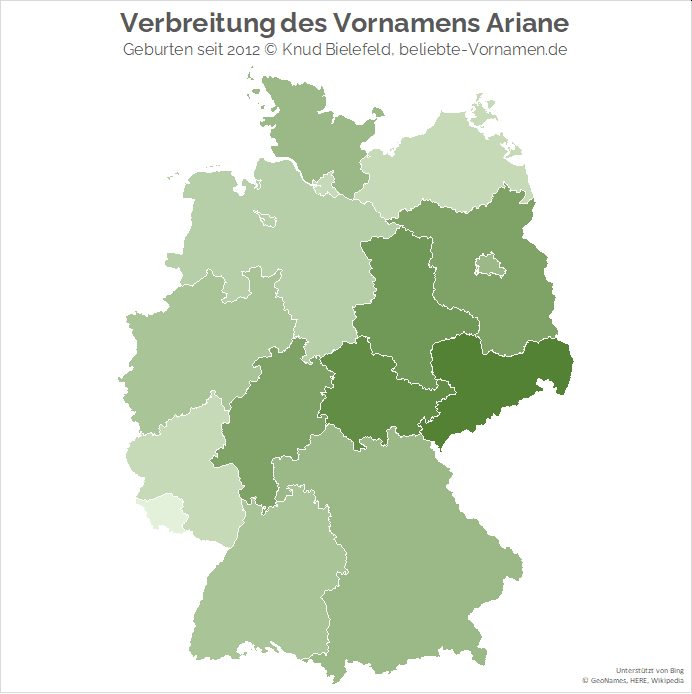 Im Bundesland Sachsen ist der Name Ariane besonders beliebt.