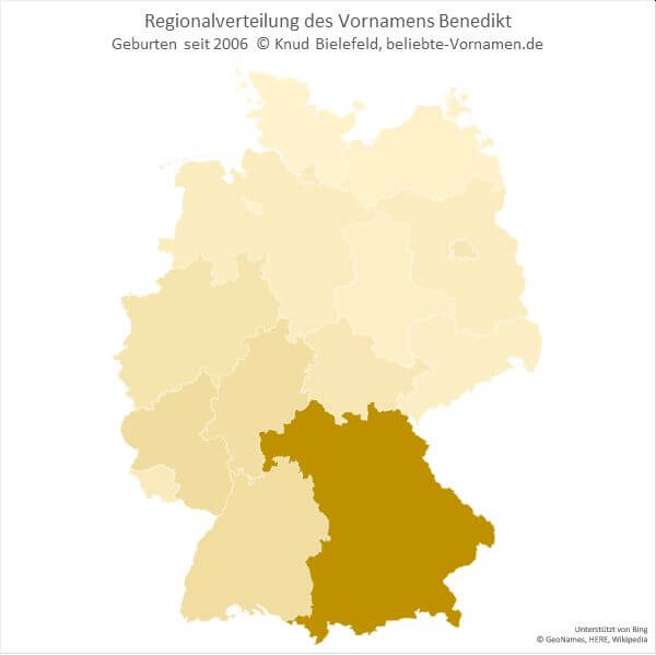 Der Name Benedikt kommt hauptsächlich in Bayern vor.