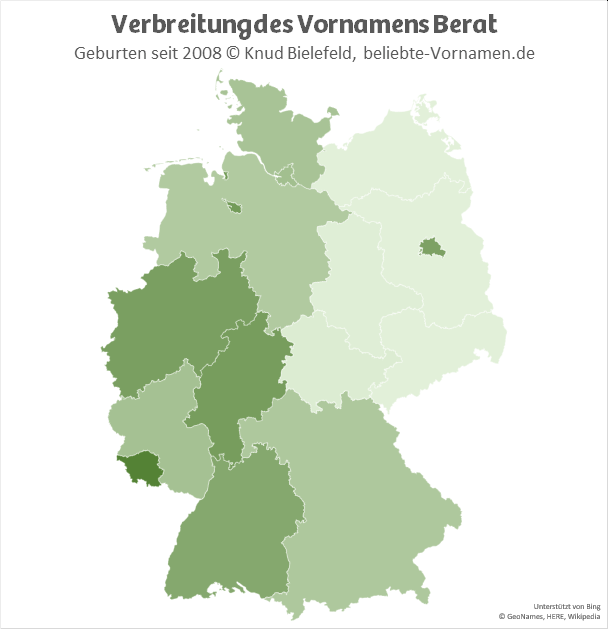 Am beliebtesten ist der Name Berat im Saarland.