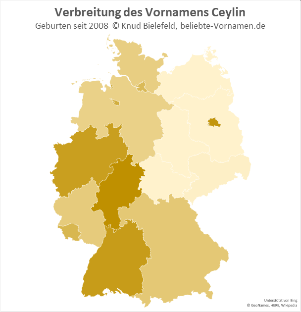 Besonders beliebt ist der Name Ceylin in Hessen.