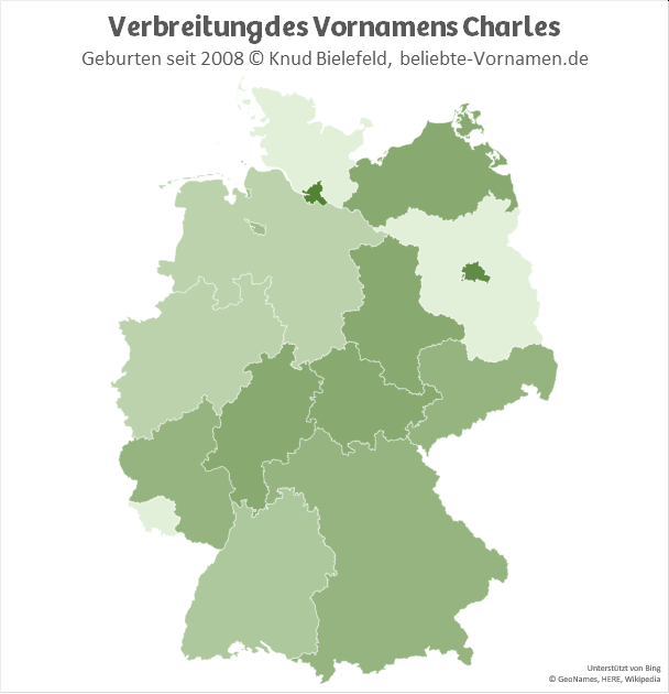 Am beliebtesten ist der Name Charles in Hamburg und Berlin.