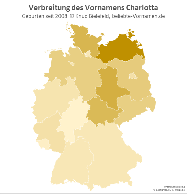 Besonders populär ist der Name Charlotta in Mecklenburg-Vorpommern.