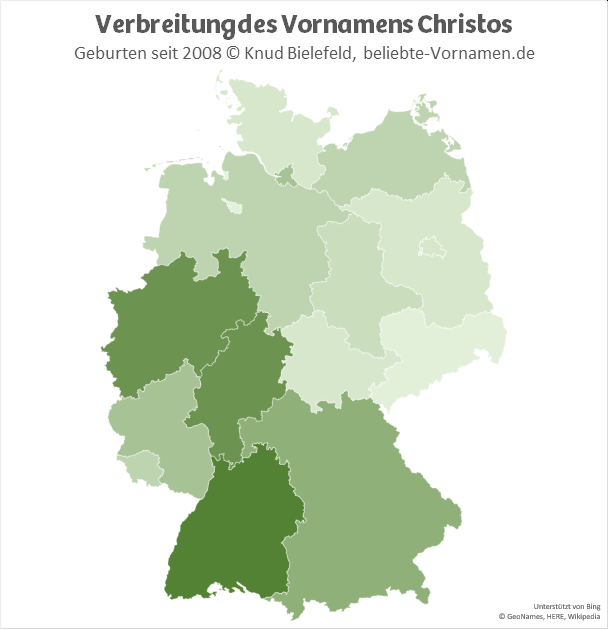 Am beliebtesten ist der Name Christos in Baden-Württemberg.