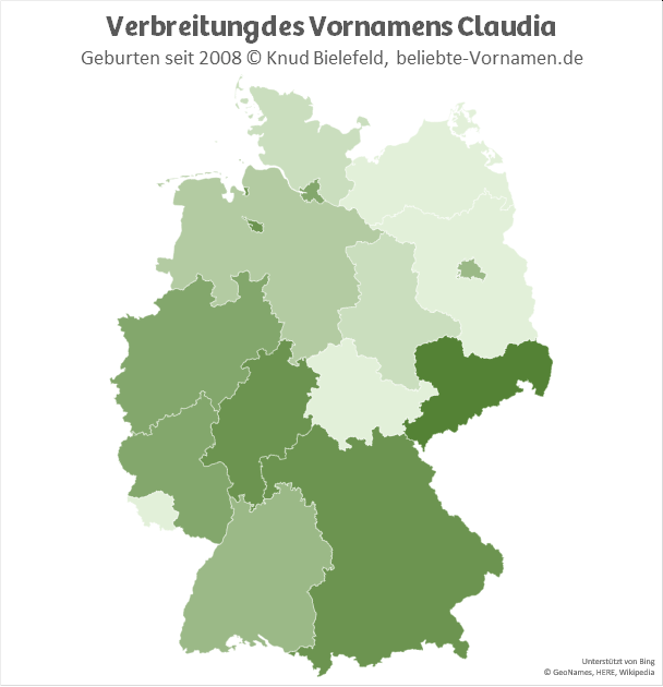 In Sachsen ist der Name Claudia besonders beliebt.