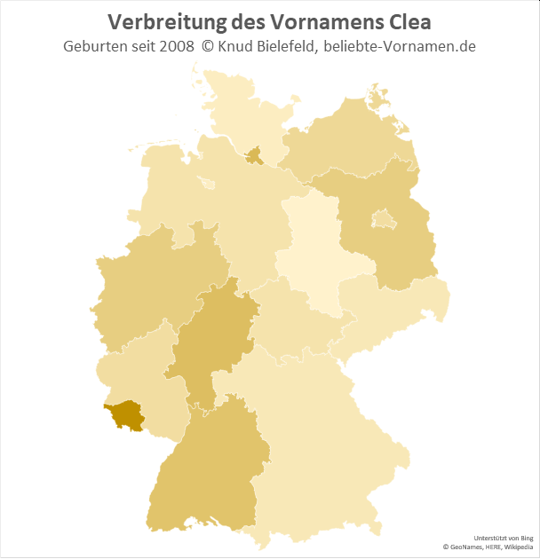 Besonders beliebt ist der Name Clea im Saarland.