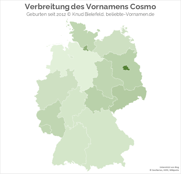 In den Stadtstaaten Berlin und Hamburg ist der Name Cosmo besonders beliebt.