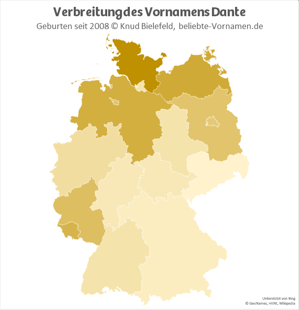 Besonders beliebt ist der Name Dante in Schleswig-Holstein.