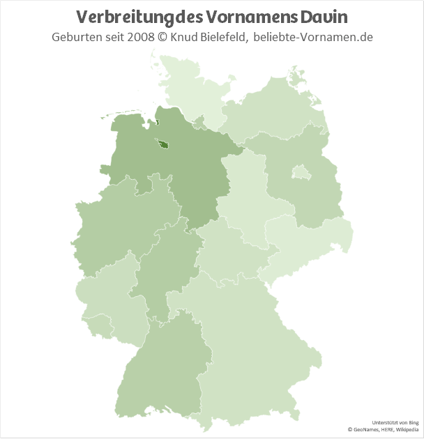 Am beliebtesten ist der Name Davin in Bremen.