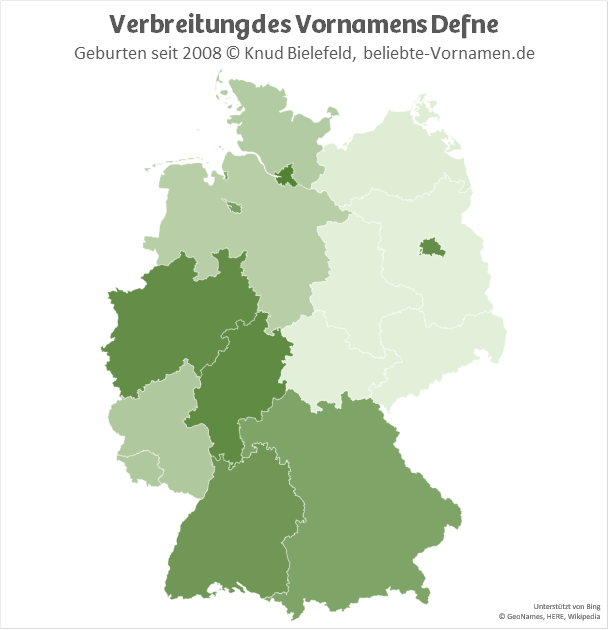Am beliebtesten ist der Name Defne in Hamburg, Berlin und Hessen.
