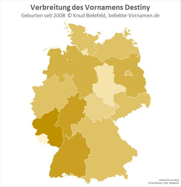 In Rheinland-Pfalz ist der Name Destiny besonders beliebt.