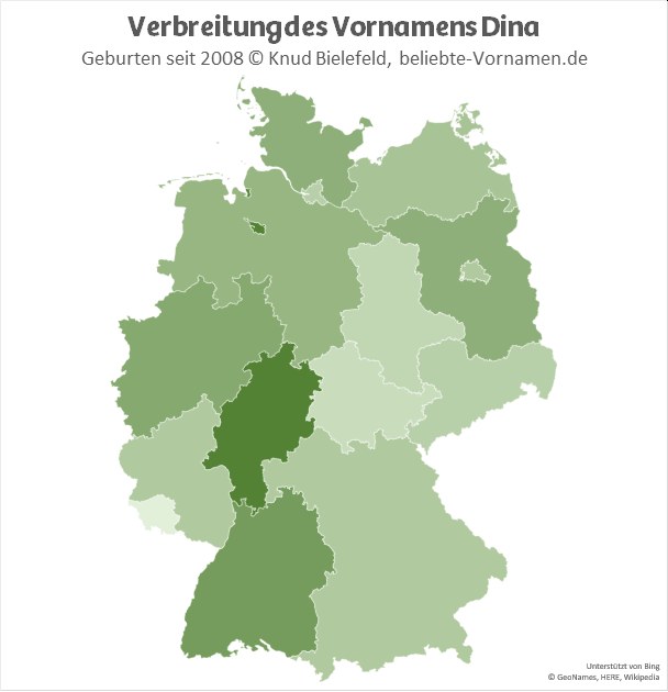 In Hessen und in Bremen ist der Name Dina besonders beliebt.