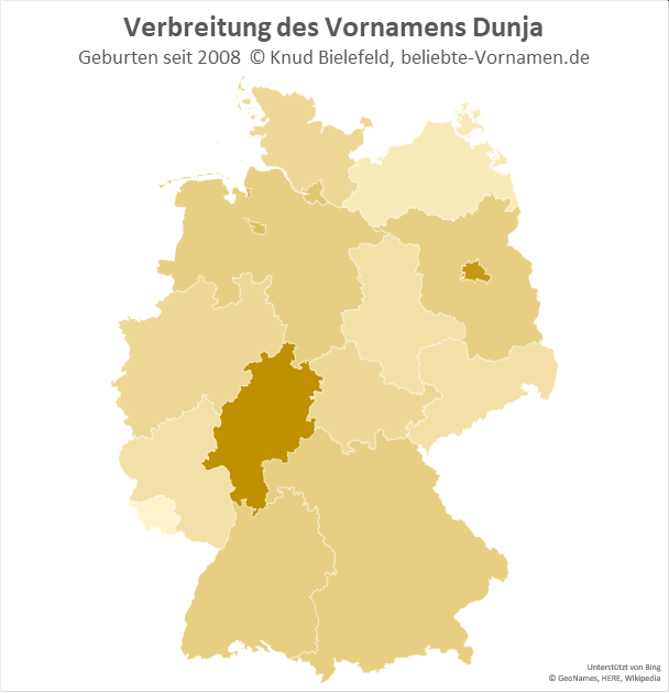 In Hessen ist der Name Dunja besonders beliebt.