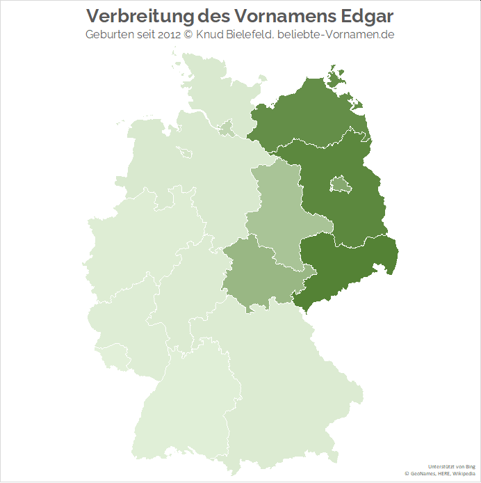 In Brandenburg, Mecklenburg-Vorpommern und Sachsen ist der Name Edgar besonders beliebt.