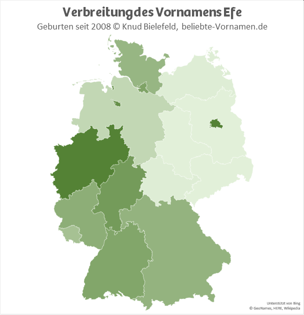 Am beliebtesten ist der Name Efe in Berlin und in Nordrhein-Westfalen.