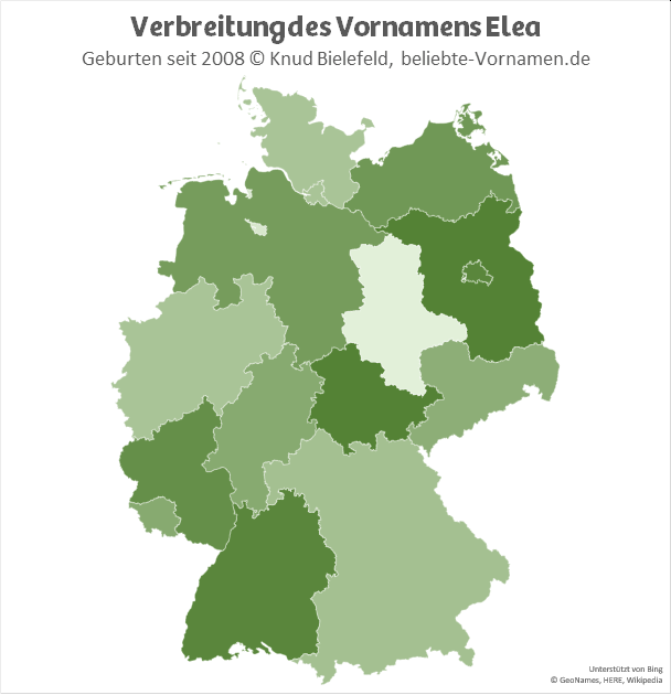 In Brandenburg, Thüringen und Baden-Württemberg ist der Name Elea am beliebtesten.
