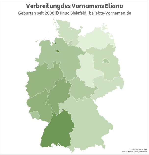 In Bremen und in Baden-Württemberg ist der Name Eliano besonders beliebt.