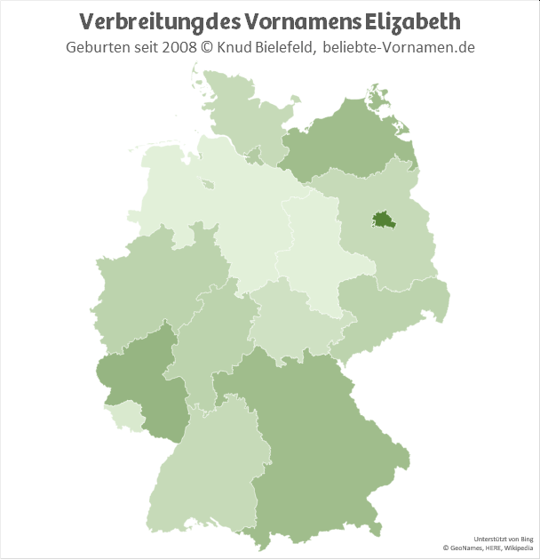 Am beliebtesten ist der Name Elizabeth in Berlin.