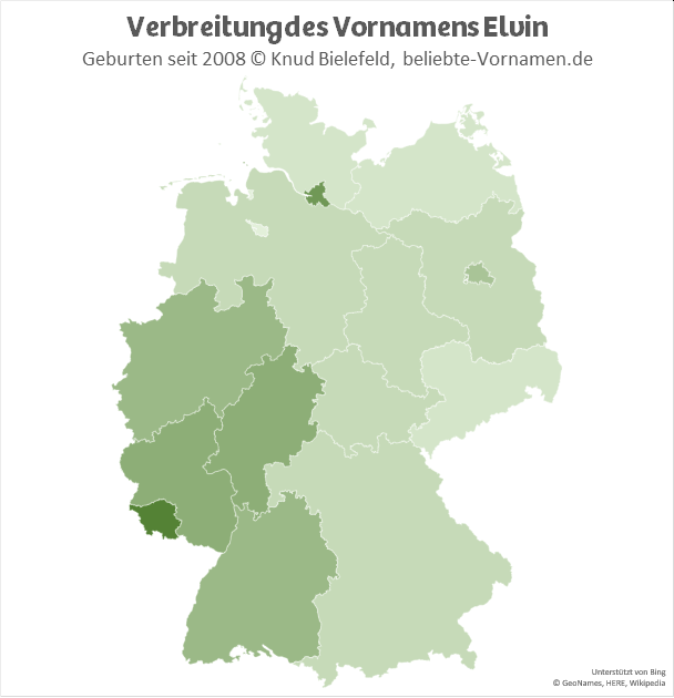 In Hamburg und im Saarland ist der Name Elvin am beliebtesten.