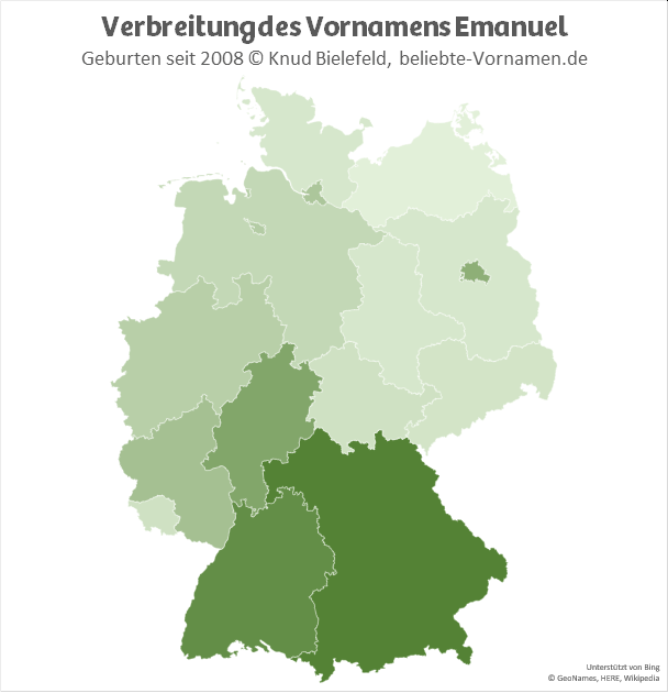 Am beliebtesten ist der Name Emanuel in Süddeutschland.
