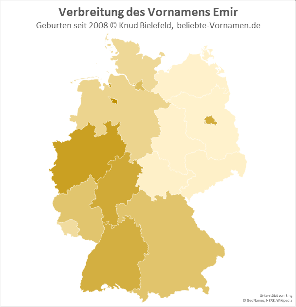 Besonders beliebt ist der Name Emir in Bremen und in Nordrhein-Westfalen.