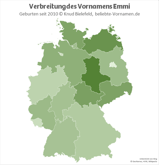 Im Bundesland Sachsen-Anhalt ist der Name Emmi besonders beliebt.