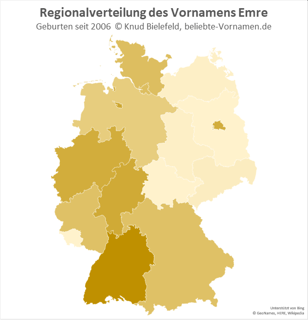 In Baden-Württemberg ist der Name Emre besonders beliebt.