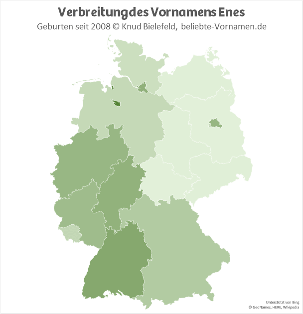 Am beliebtesten ist der Name Enes in Bremen und in Baden-Württemberg.