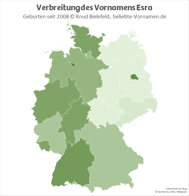 Am beliebtesten ist der Name Esra in Bremen und in Berlin.