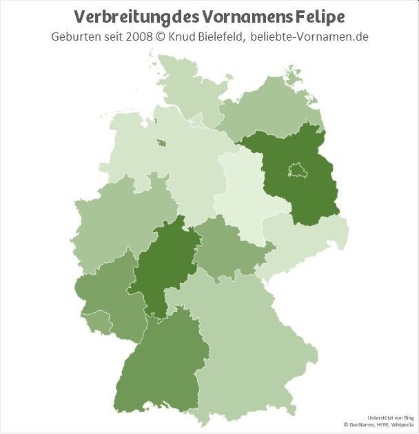 In Berlin, Brandenburg und Hessen ist der Name Felipe besonders populär.