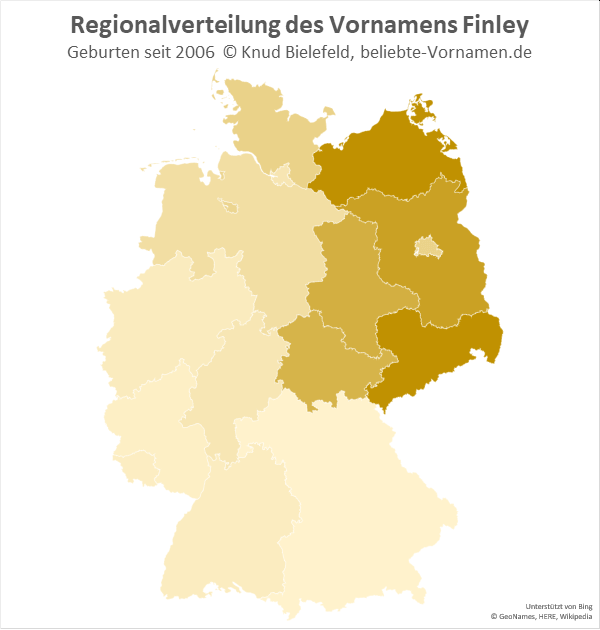 In Mecklenburg-Vorpommern und in Sachsen ist der Name Finley besonders beliebt.