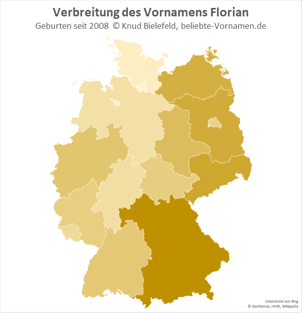 Besonders beliebt ist der Name Florian in Bayern.