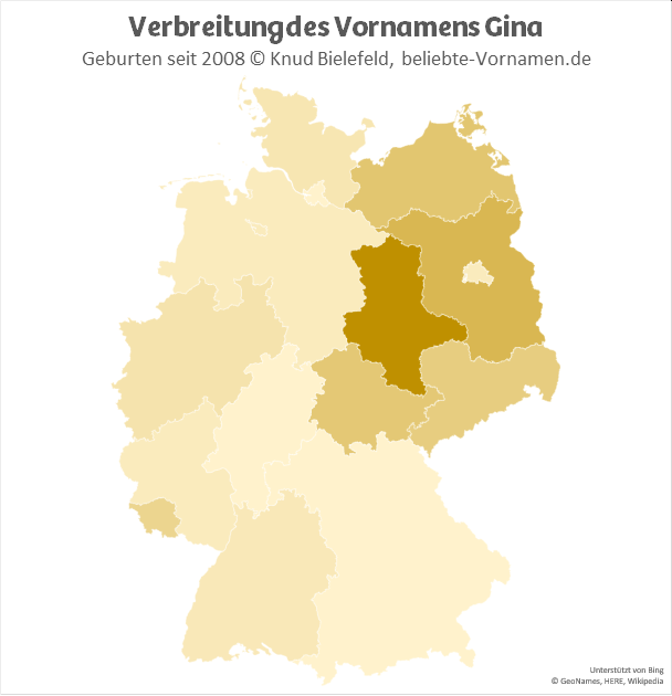 Besonders beliebt ist der Name Gina in Sachsen-Anhalt.