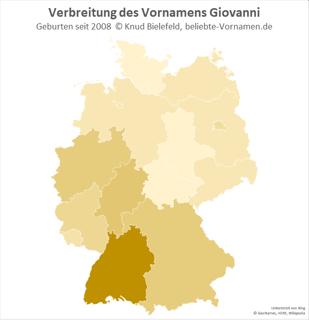 Besonders beliebt ist der Name Giovanni in Baden-Württemberg.
