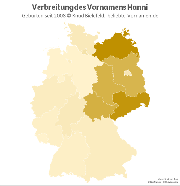 In Mecklenburg-Vorpommern und in Sachsen ist der Name Hanni besonders beliebt.