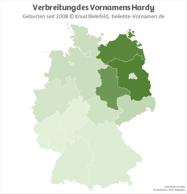 Am beliebtesten ist der Name Hardy im Bundesland Brandenburg.