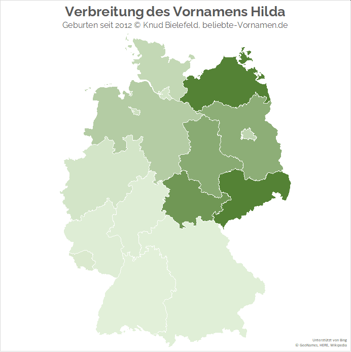 In Mecklenburg-Vorpommern und Sachsen ist der Name Hilda besonders beliebt.