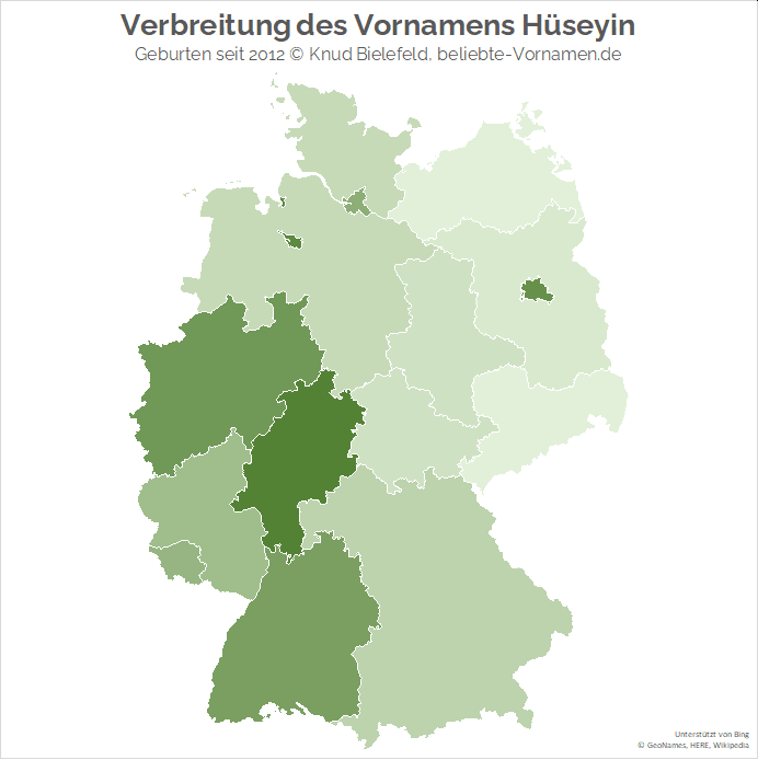 Im Bundesland Hessen kommt der Name Hüseyin besonders häufig vor.