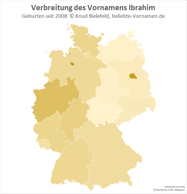 Besonders beliebt ist der Name Ibrahim in Berlin und in Bremen.