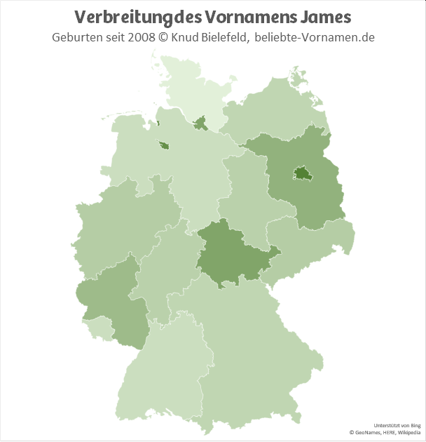 Besonders populär ist der Name James in Berlin und in Bremen.