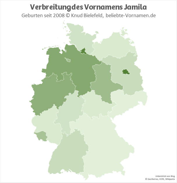 In Hamburg und in Berlin ist der Name Jamila besonders beliebt.